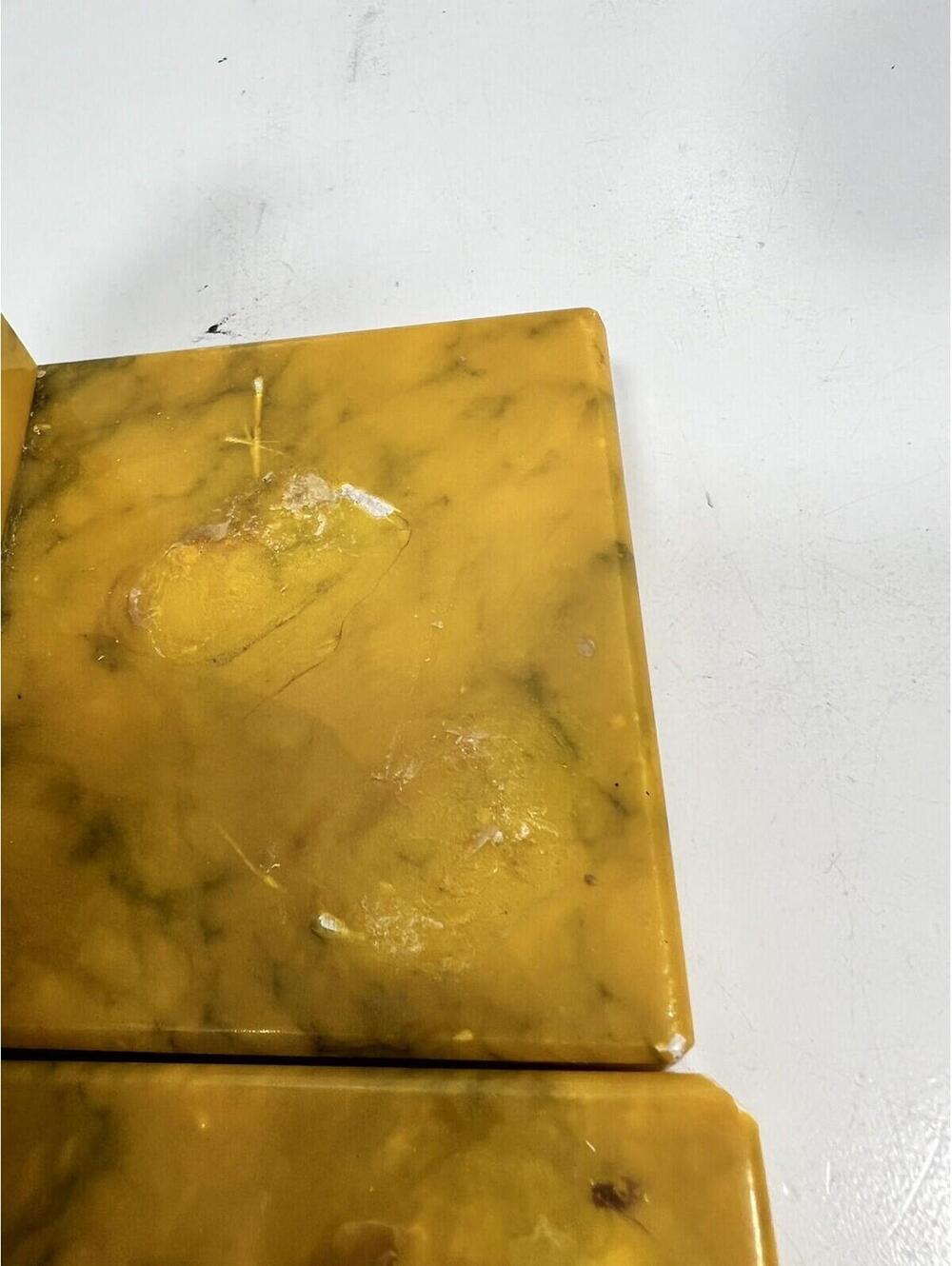Italian Alabaster Stone Bookends- Yellow Marble Made In Italy MCM See Notes - Picture 6 of 9